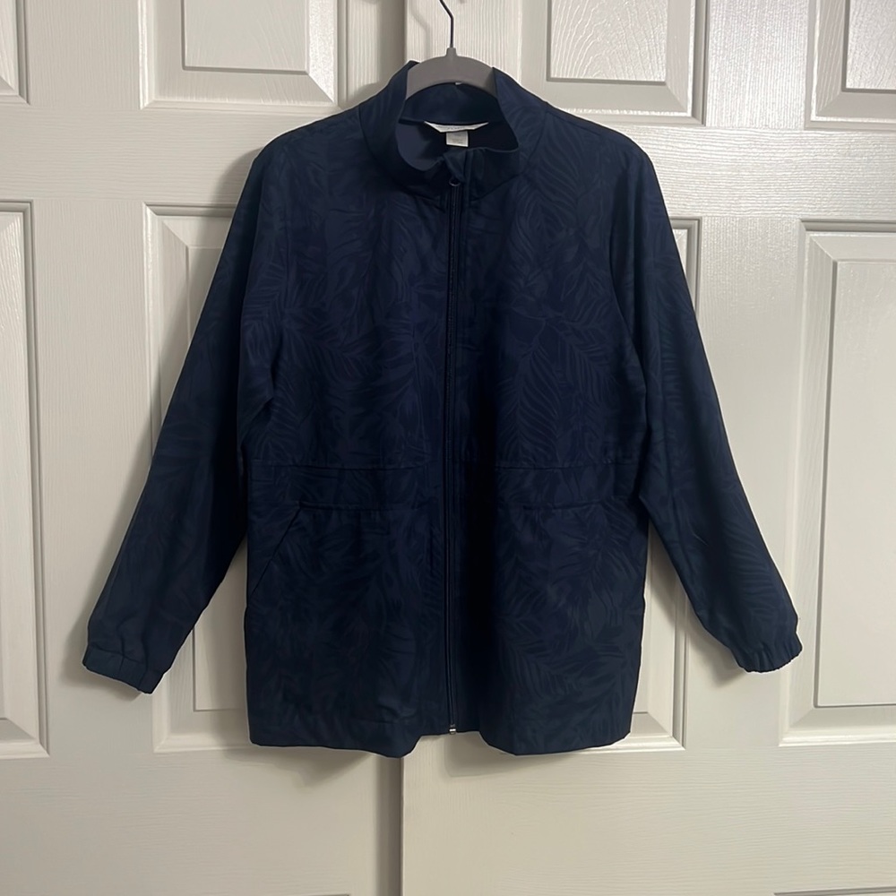 S6-Christopher & Banks Blue Long Sleeve Zip Closure Jacket Size Petite Medium